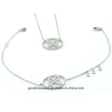 AAA Cubic Zirconia Colar de Prata Sterling Jóias Conjunto Pulseira S3277